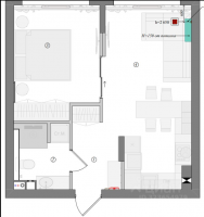 2-комнатная, квартира, 41.2 м²